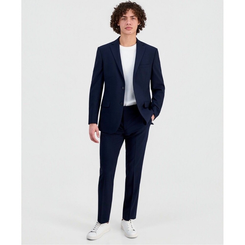 $395 NEW DKNY MENS 38S SOLID NAVY SUPER SOFT 2 PIECE SUIT WITH DRESS PANTS 31X30
